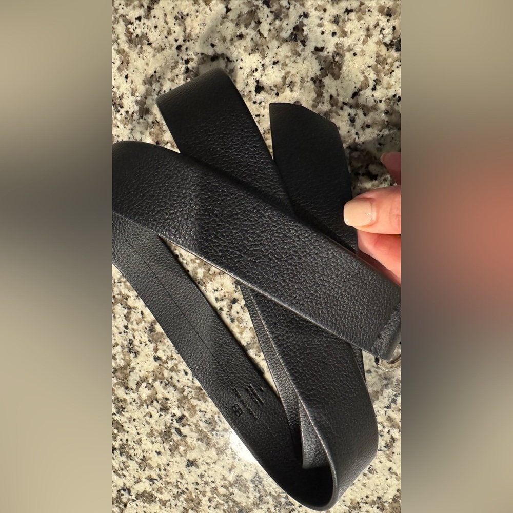 Classic Black Leather Belt “ below the belt “